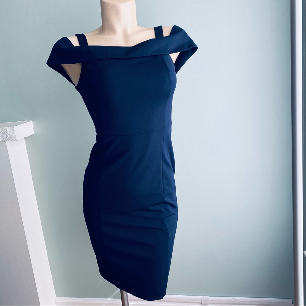 Classy Navy Blue Off The Shoulder Dress Size S